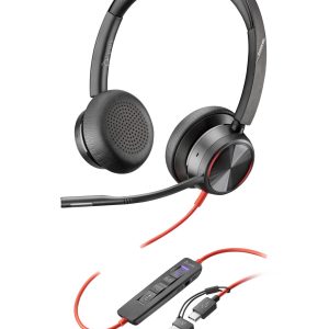 HP Poly Blackwire 8225 Stereo Microsoft Teams Certified USB-C Headset +USB-C/A Adapter